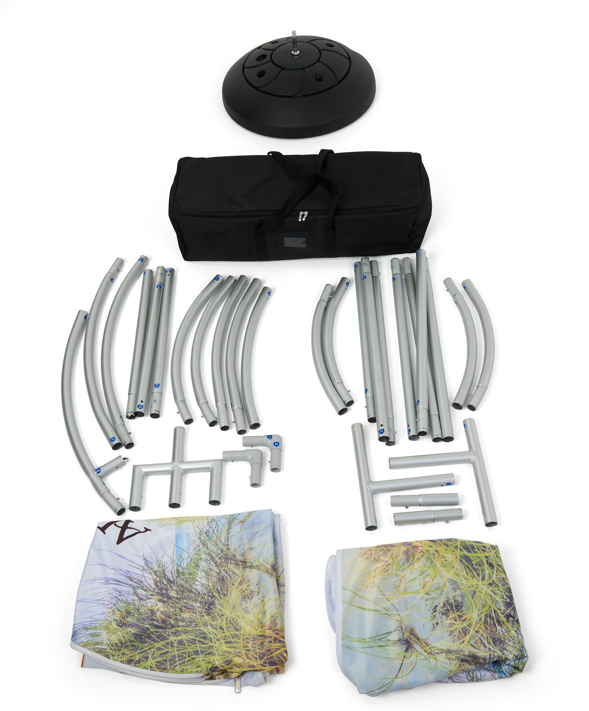 This fabric tube crowd barrier system with setup kit