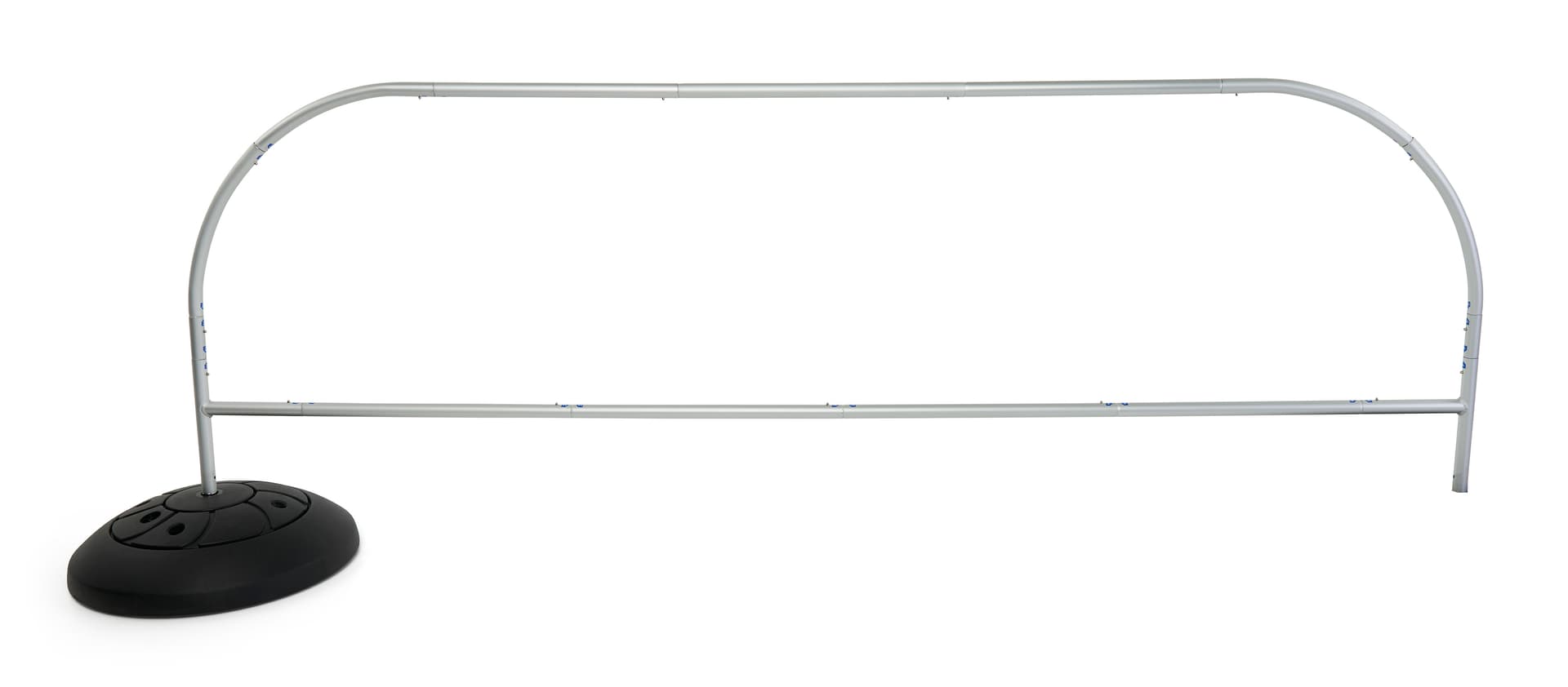 This fabric tube crowd barrier system with aluminum barrier stand