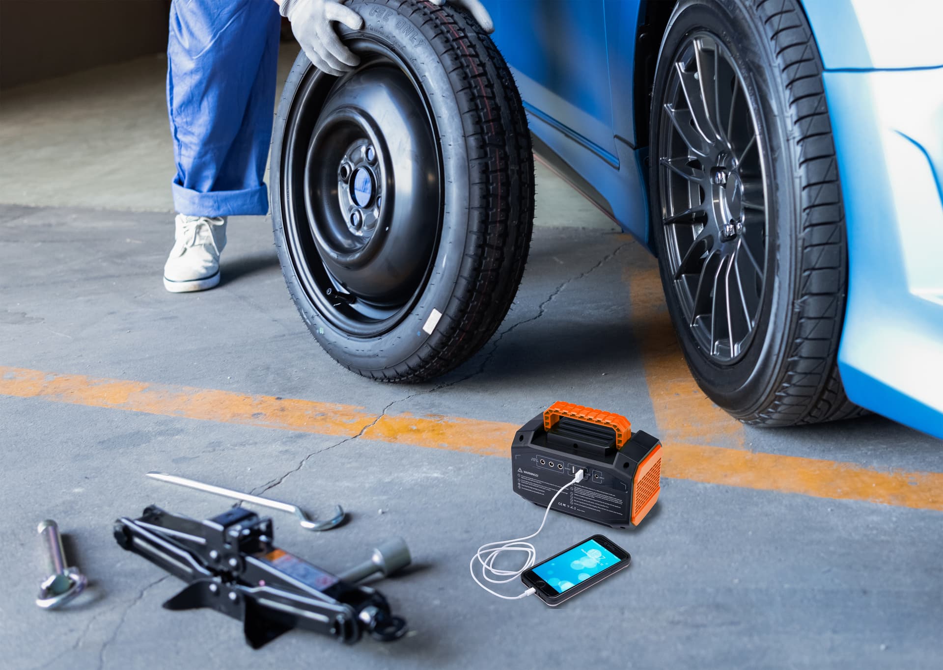 Portable battery power station with personal with durable ABS housing