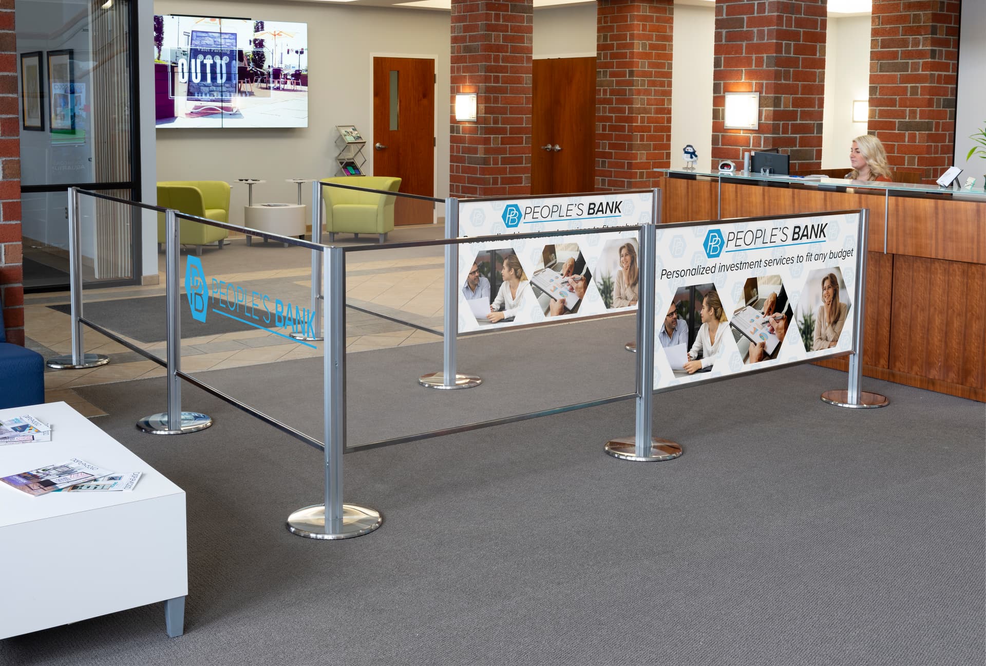Branded stanchion advertising barriers