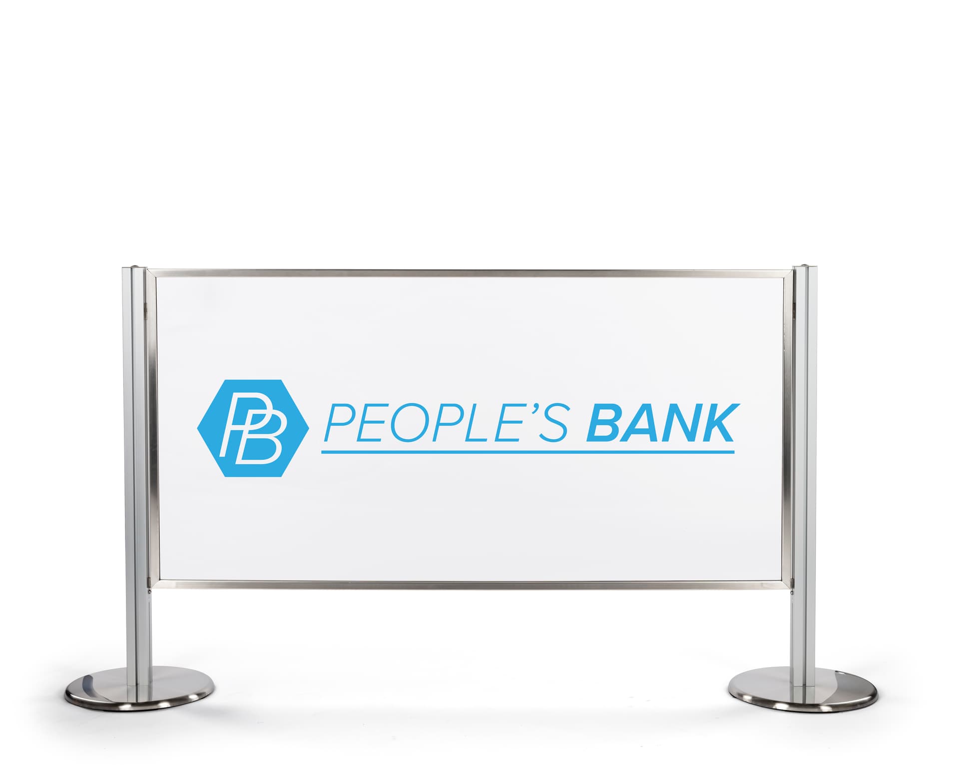 Branded acrylic stanchion panel flexible insert
