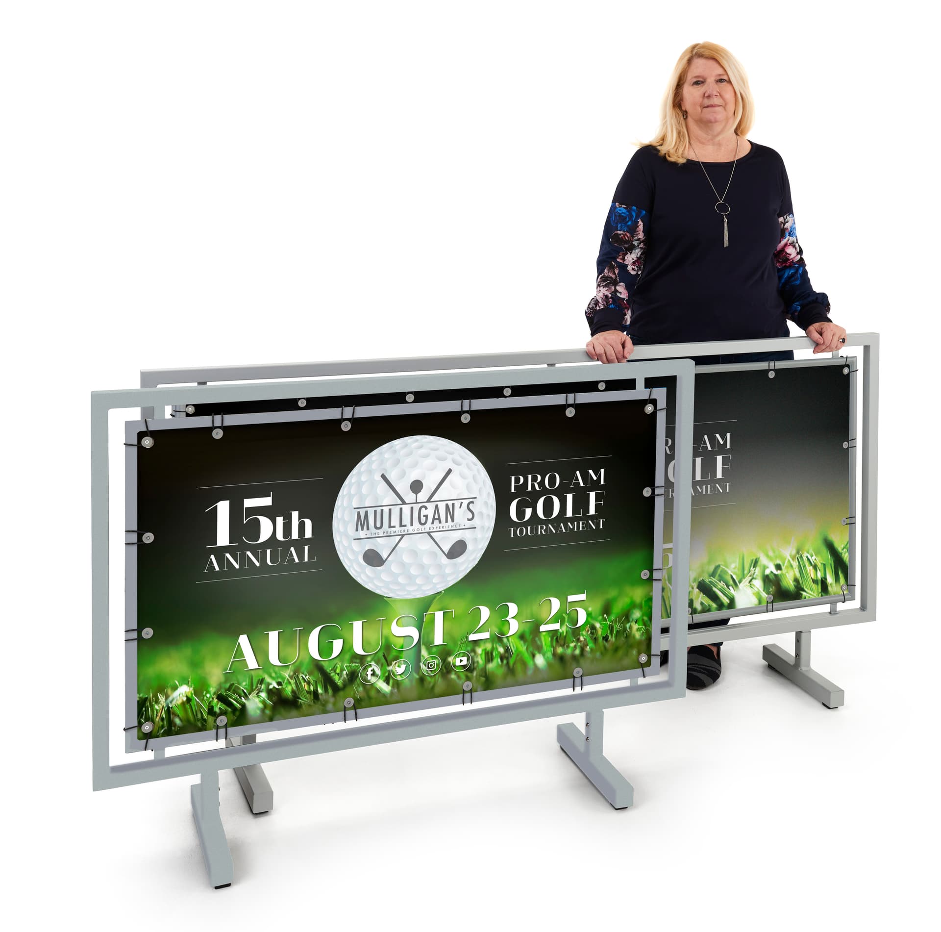 Sidewalk partition with custom graphics availabe in two great sizes
