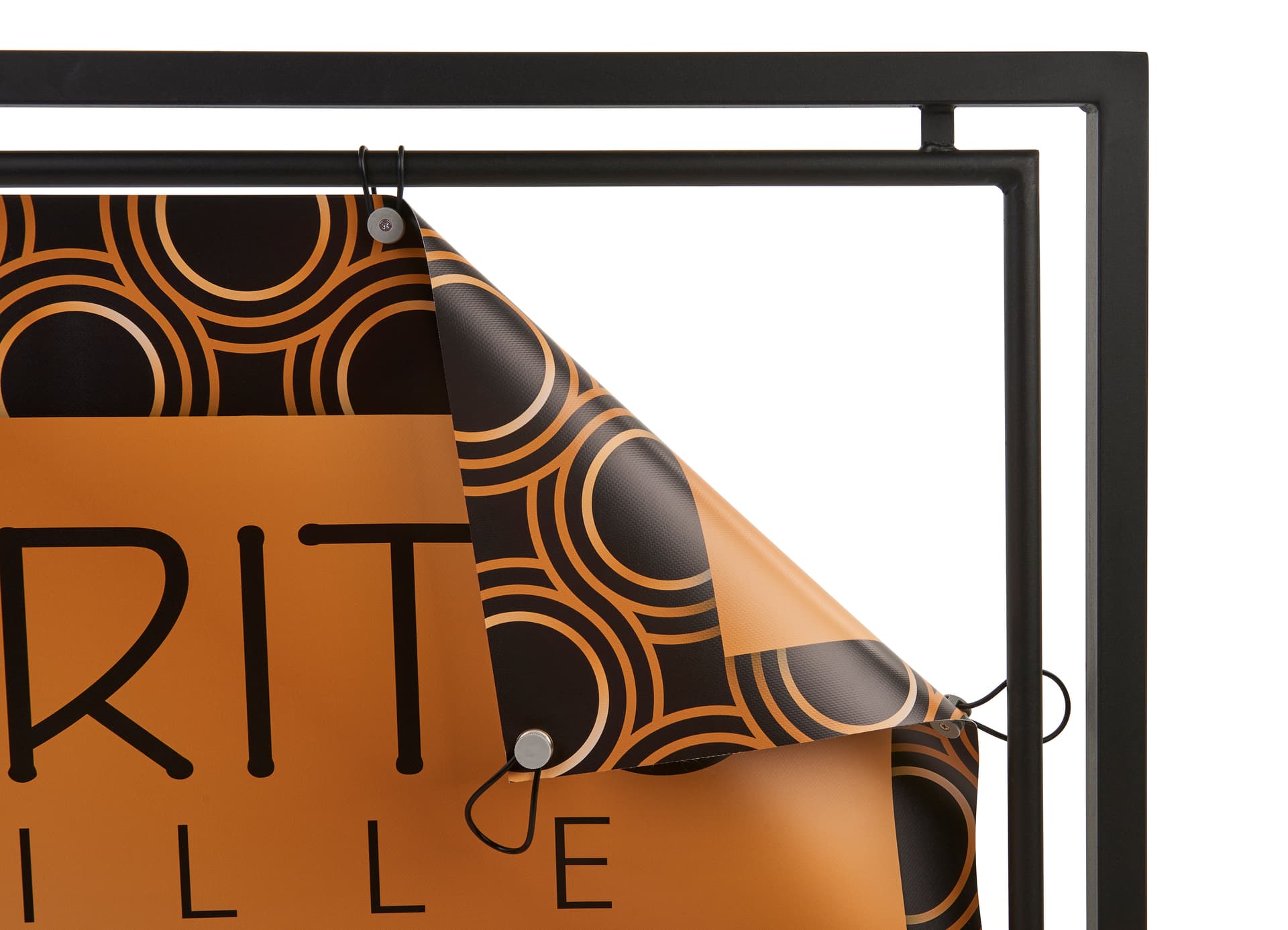 Double sided outdoor cafe barrier with custom printing