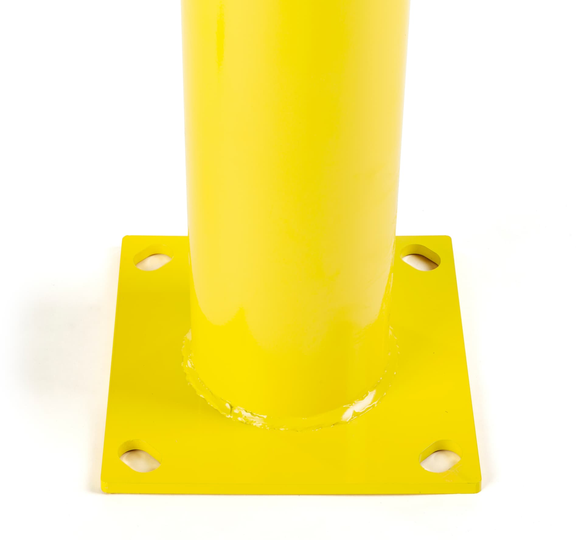 Steel bollard surface mount has wide base for stability 