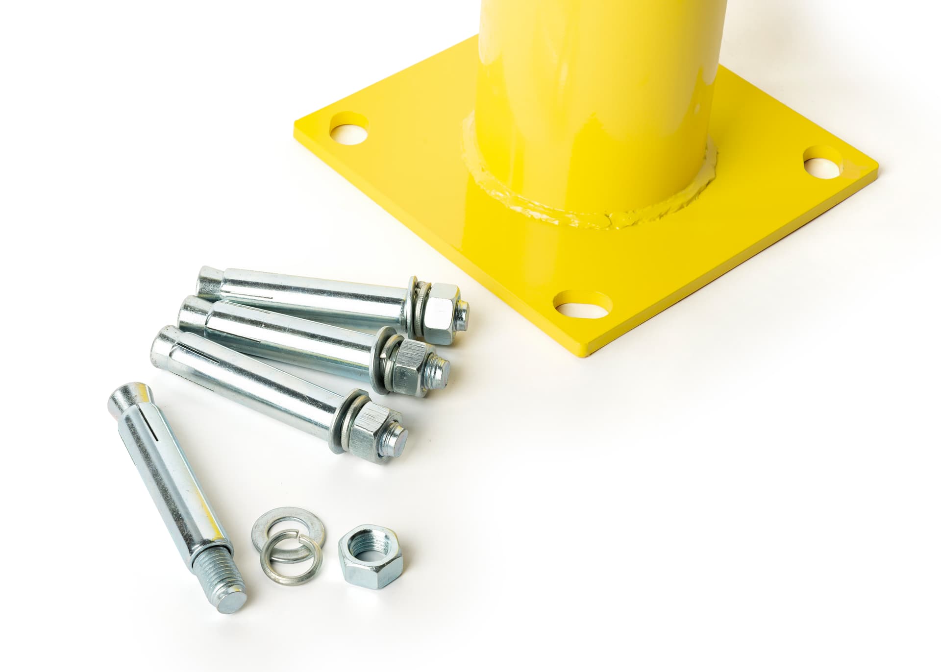 Steel bollard surface mount includes all necessary hardware