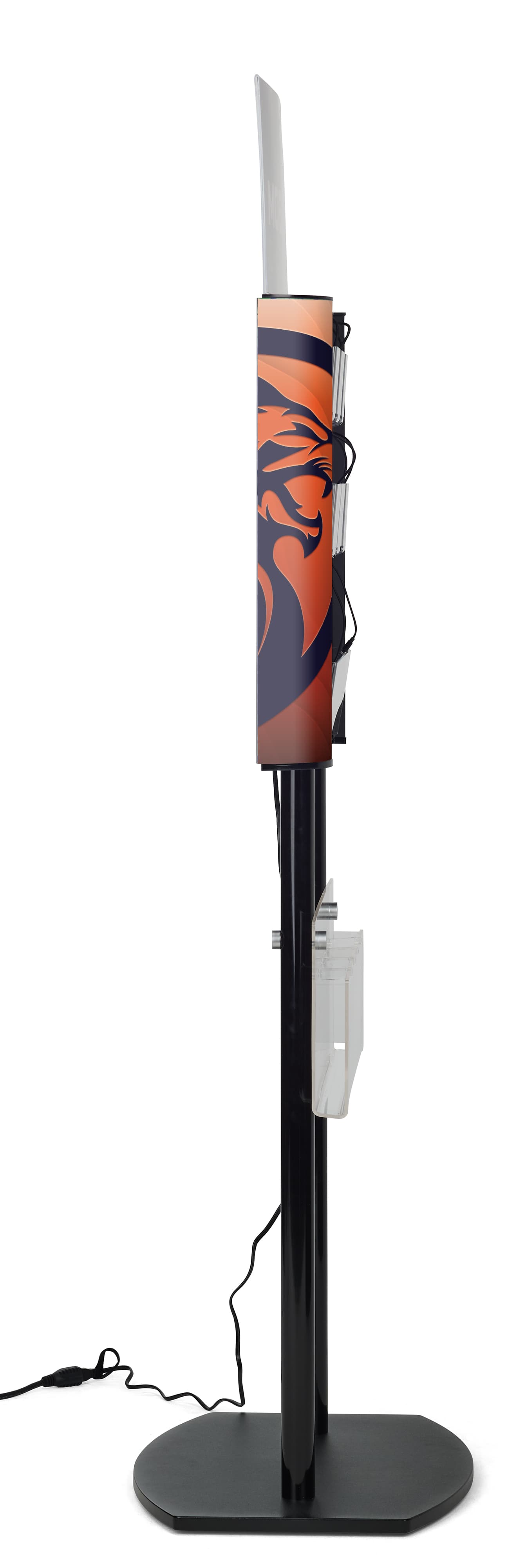 Public charging kiosk with acrylic pockets for holding your devices