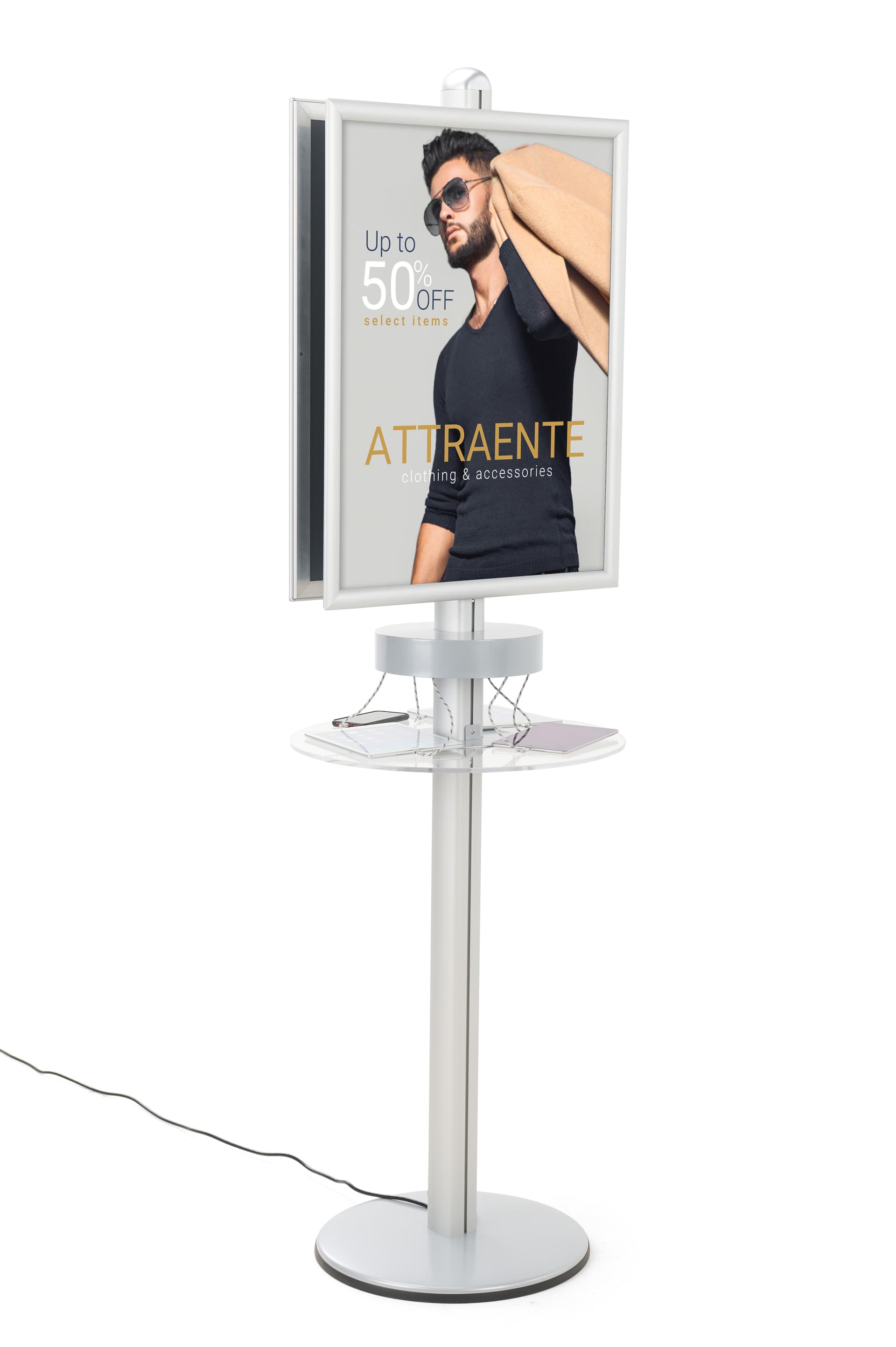 Silver Phone Charger Kiosk