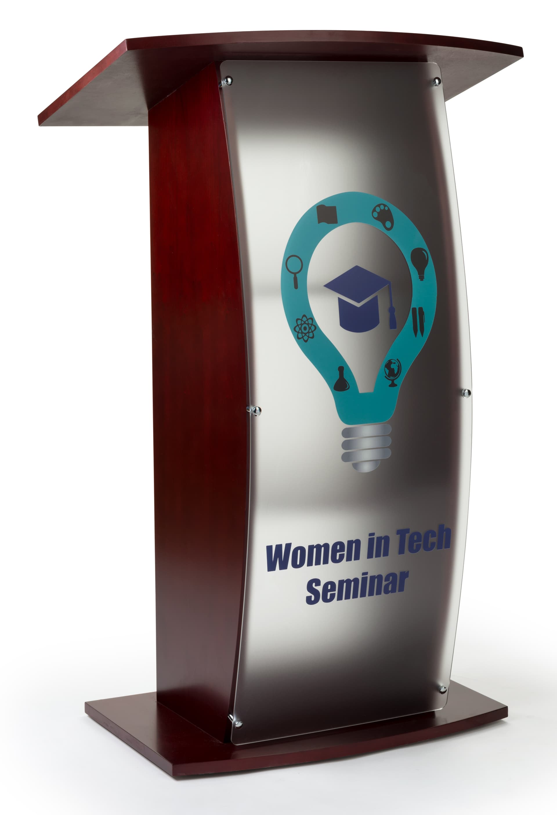 UV printed frosted replacement panel for FLCT series lecterns with custom graphics