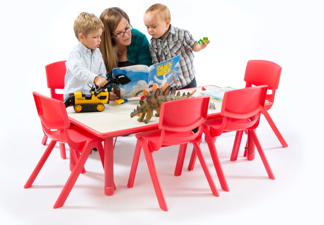 Red Height Adjustable Kids Table | (9) 1” Increments | Displays2Go
