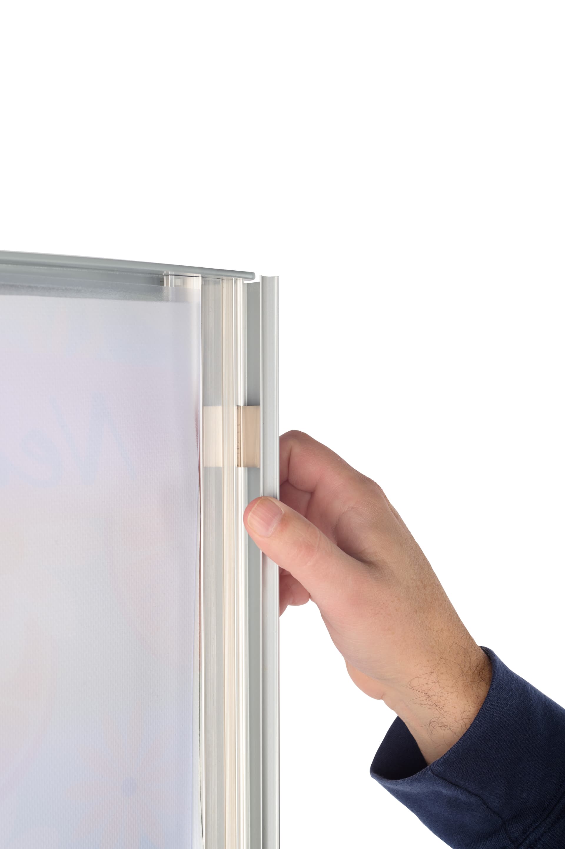 Floor standing poster holder with snap frame
