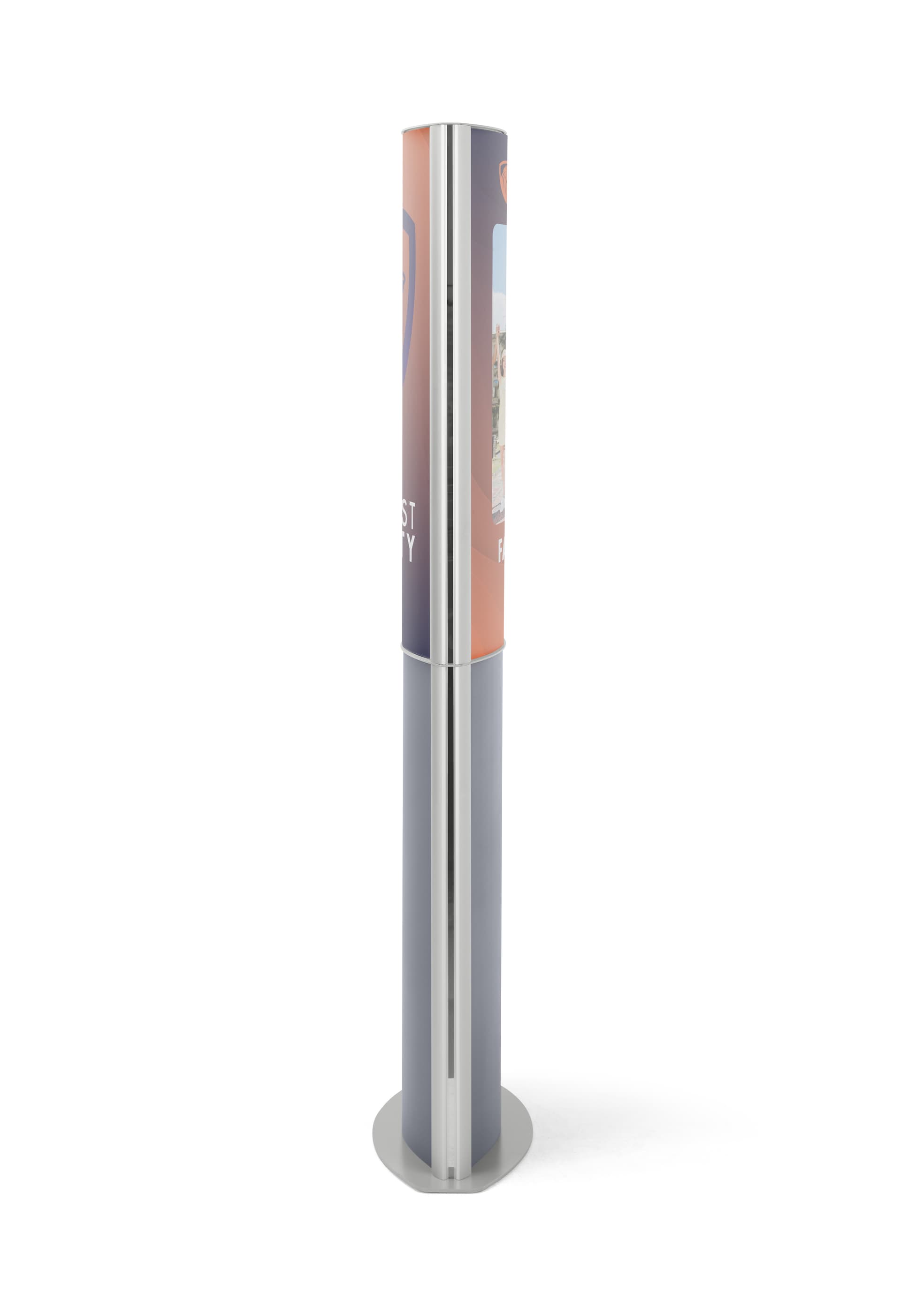 Floor standing poster holder with double sided design