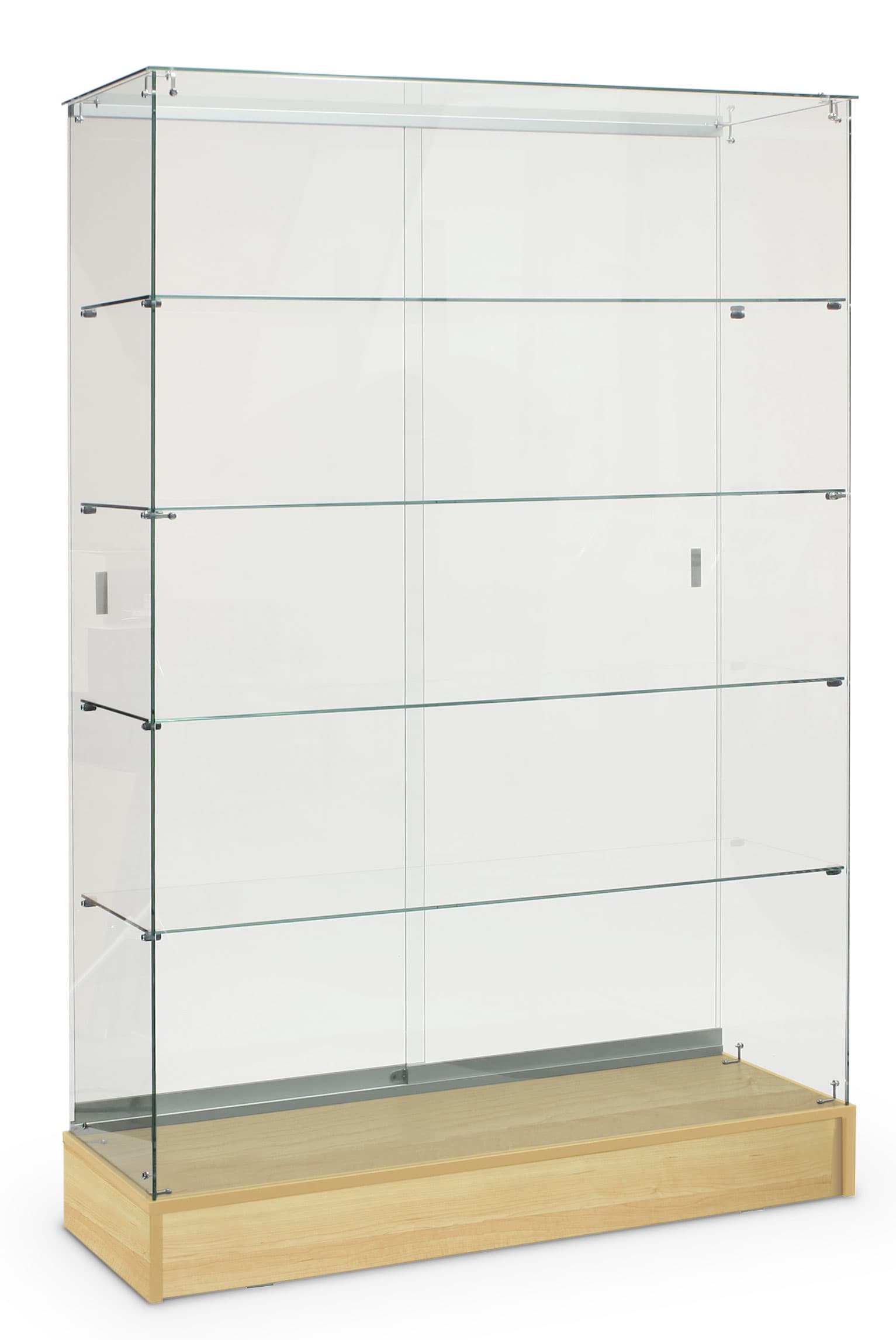 Glass Cabinet With Maple Finish Base