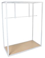 Open concept boutique floor clothing hanger display