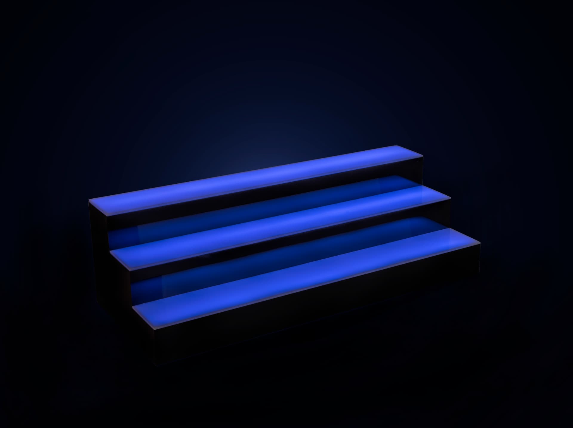tiered LED bar shelf displays with swappable colors