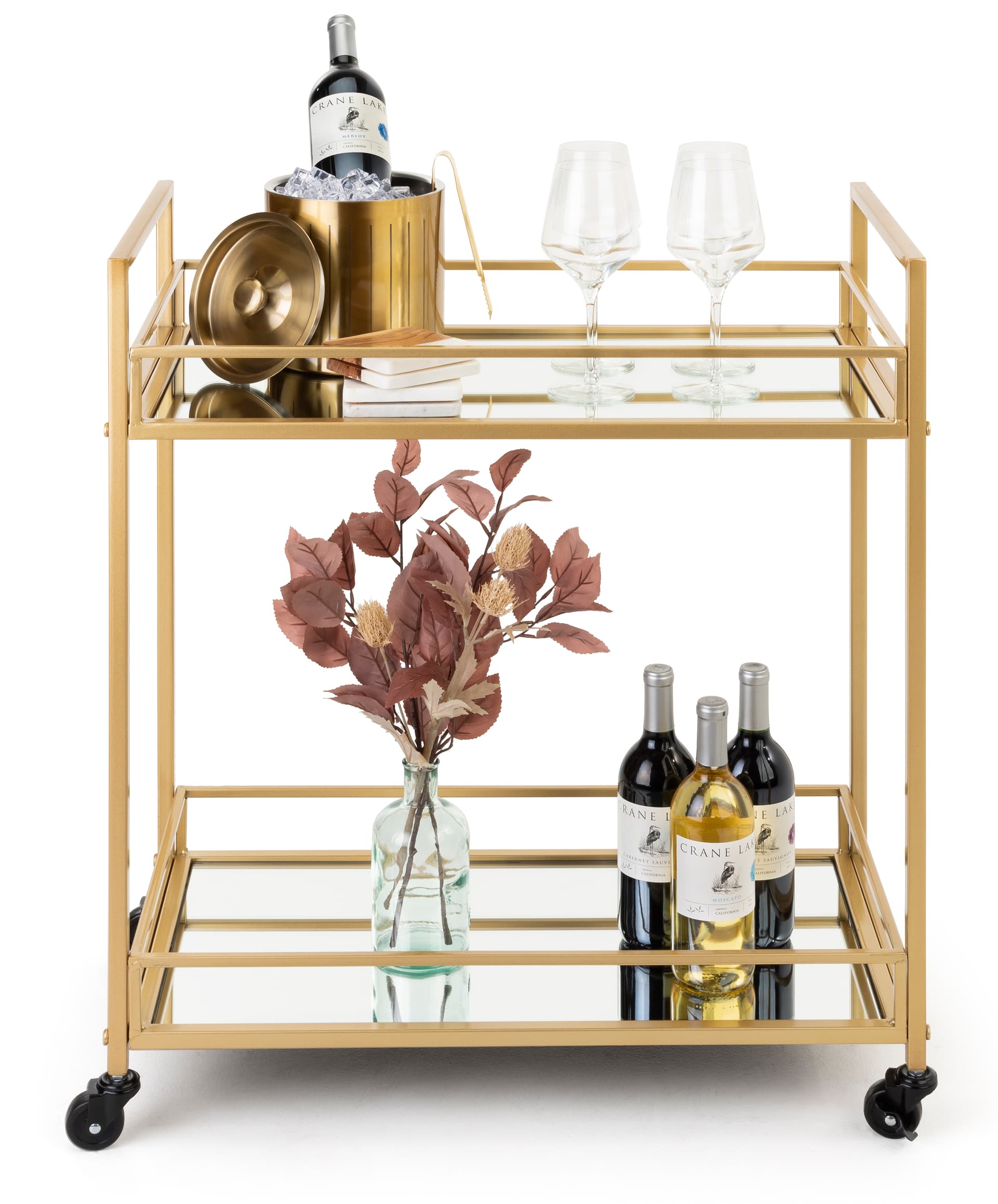 28 inch wide french trolley bar cart with rectangular shape 