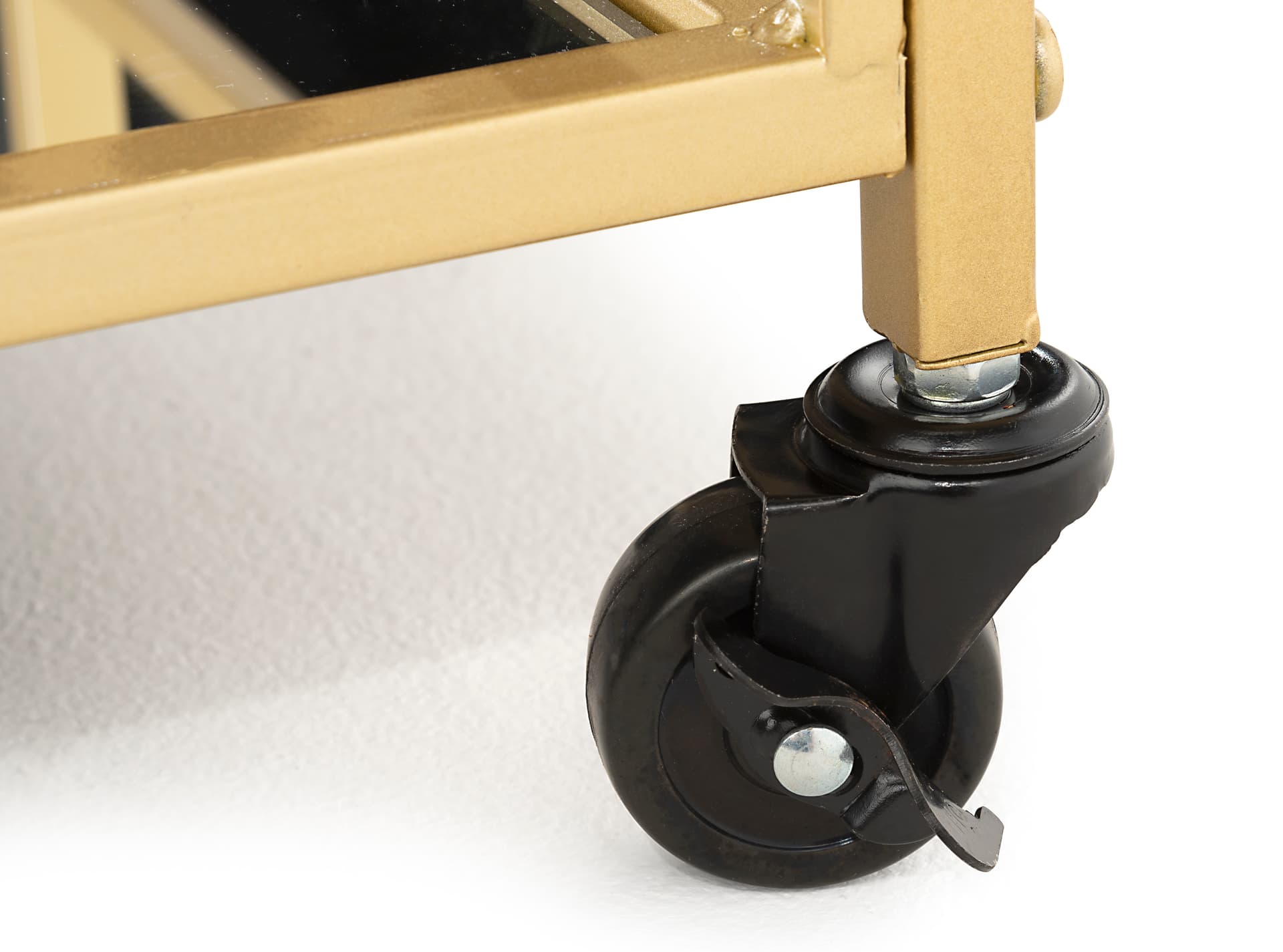 Portable french trolley bar cart with black locking caster wheels 