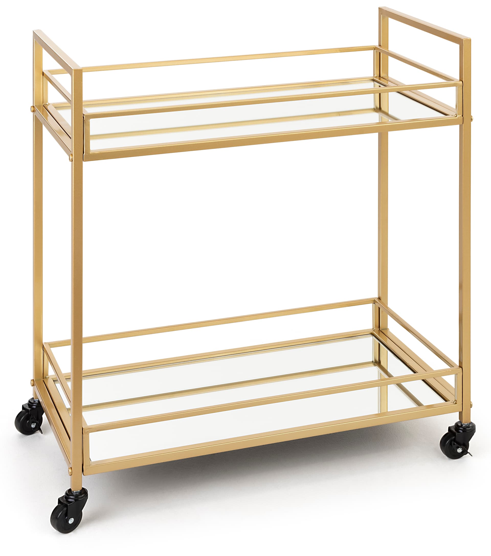 Metallic french trolley bar cart with locking caster wheels 