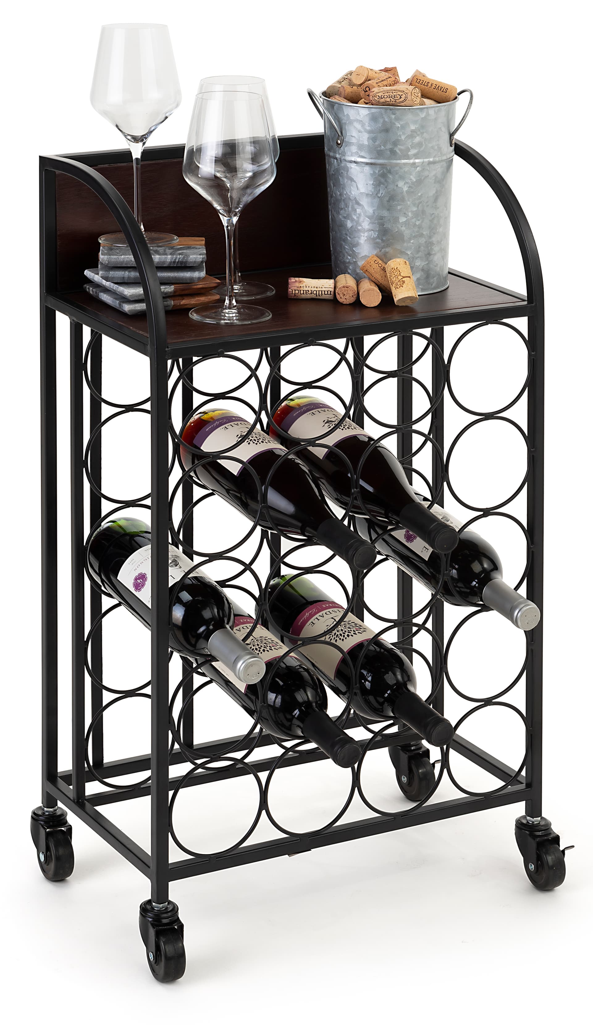 17 x 28 wine rack with wheels and rectangular shape 