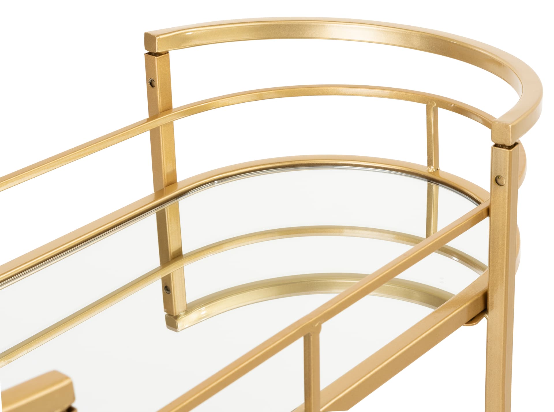 Oval serving cart on wheels with durable iron metal construction 