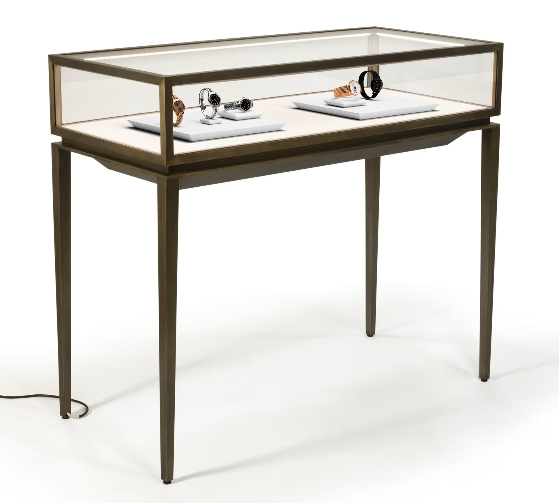 Modern Jewelry Display Table with Pull-Out Deck