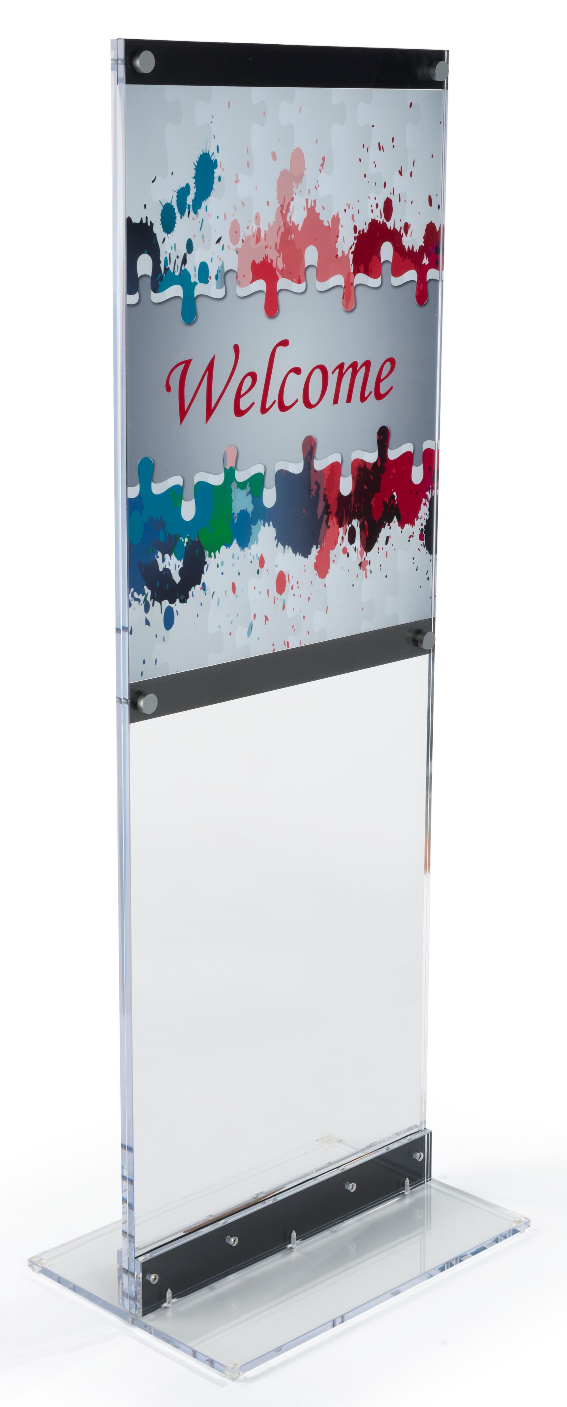 Floor-Standing Acrylic Graphic Holder with Removable Poster Dividers