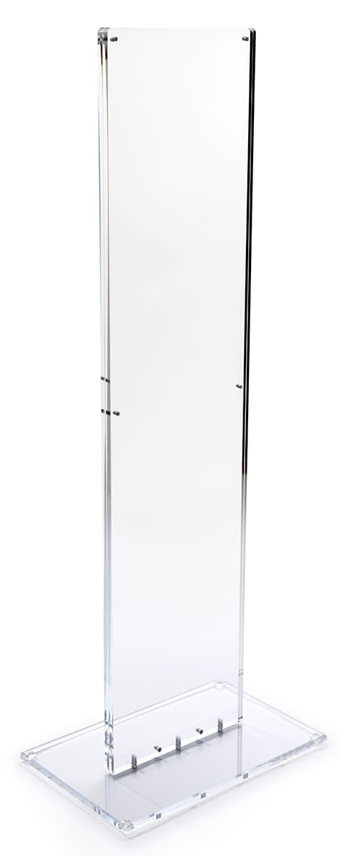 Indoor acrylic floor sign totem display includes blank insert