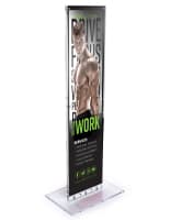 Indoor acrylic custom floor totem stand with button magnetic closure
