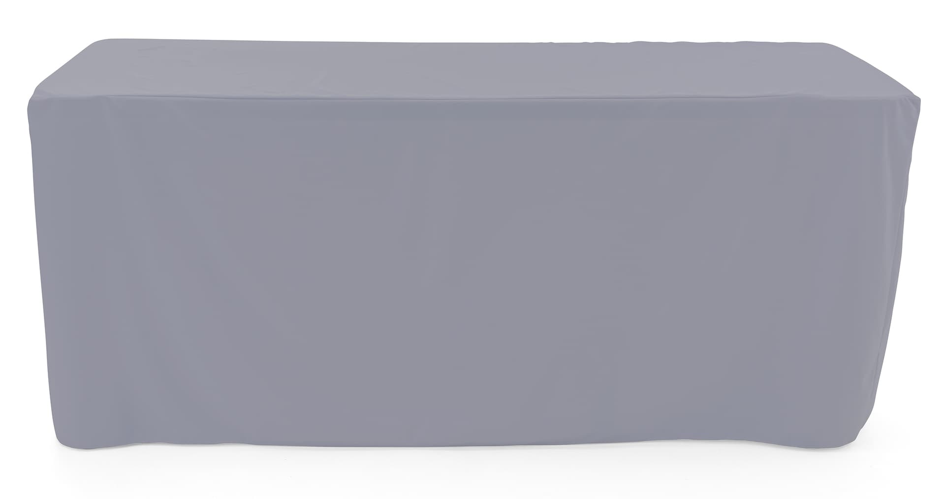 Trade show table throws are made with flame retardant material 