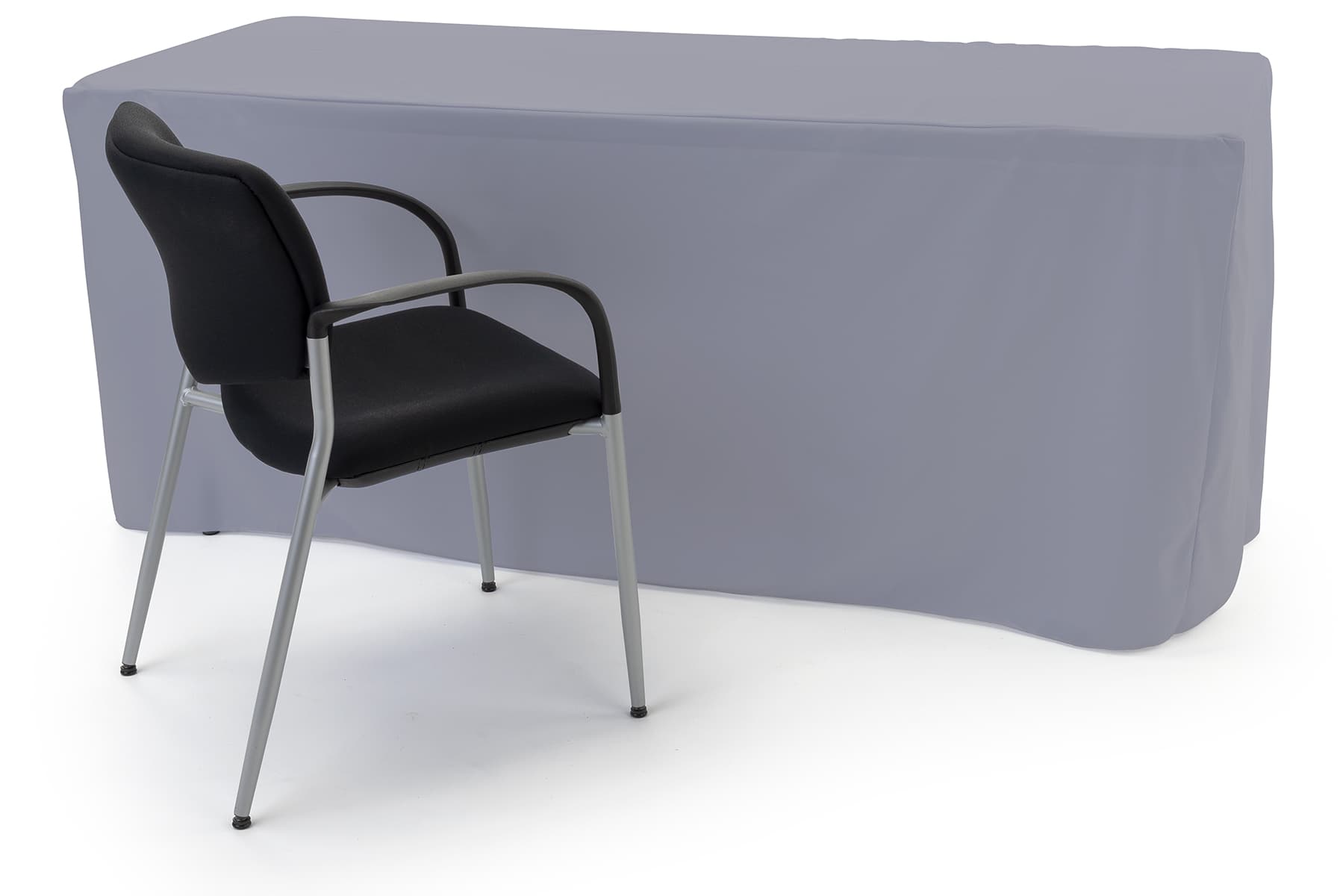 90 x 132 trade show table throws with fitted skirt design 