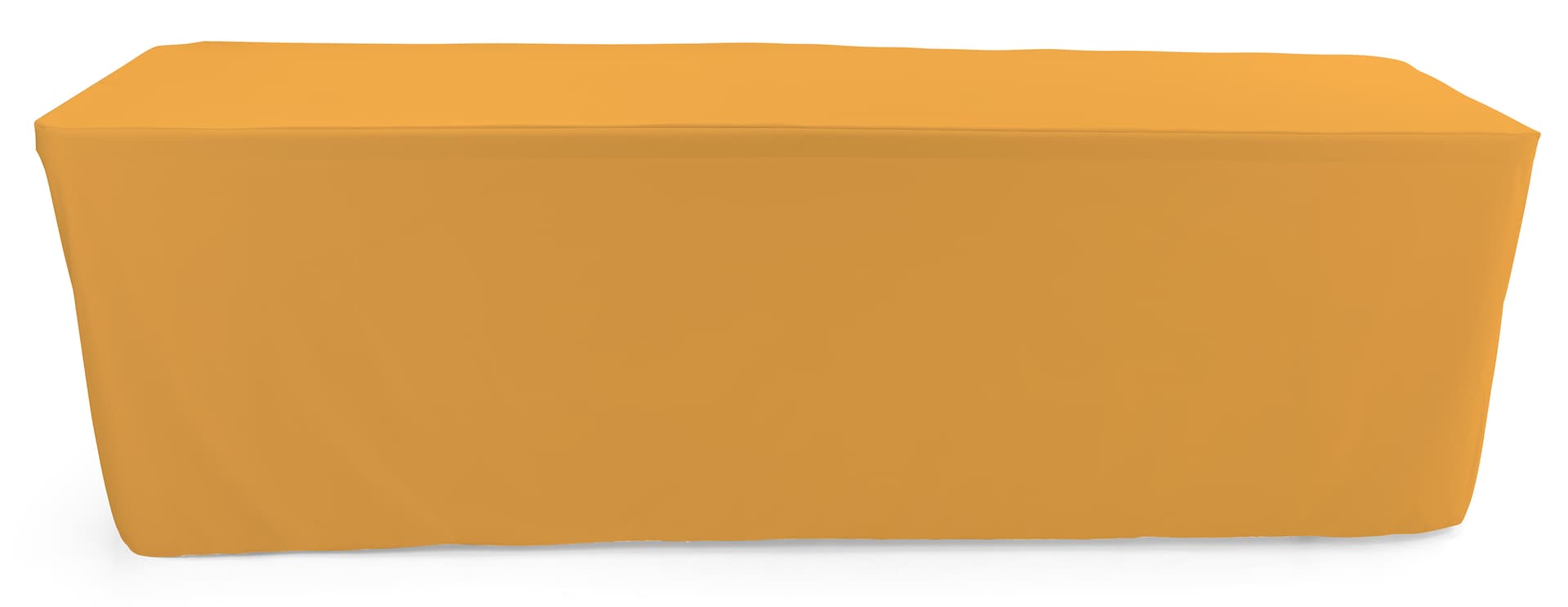 Gold trade show table throws are made with 100 percent polyester 