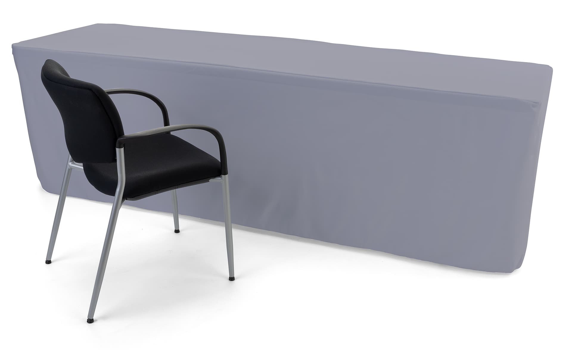 Gray trade show table throws with lightweight polyester material 