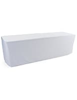 White trade show table throws are flame retardant 