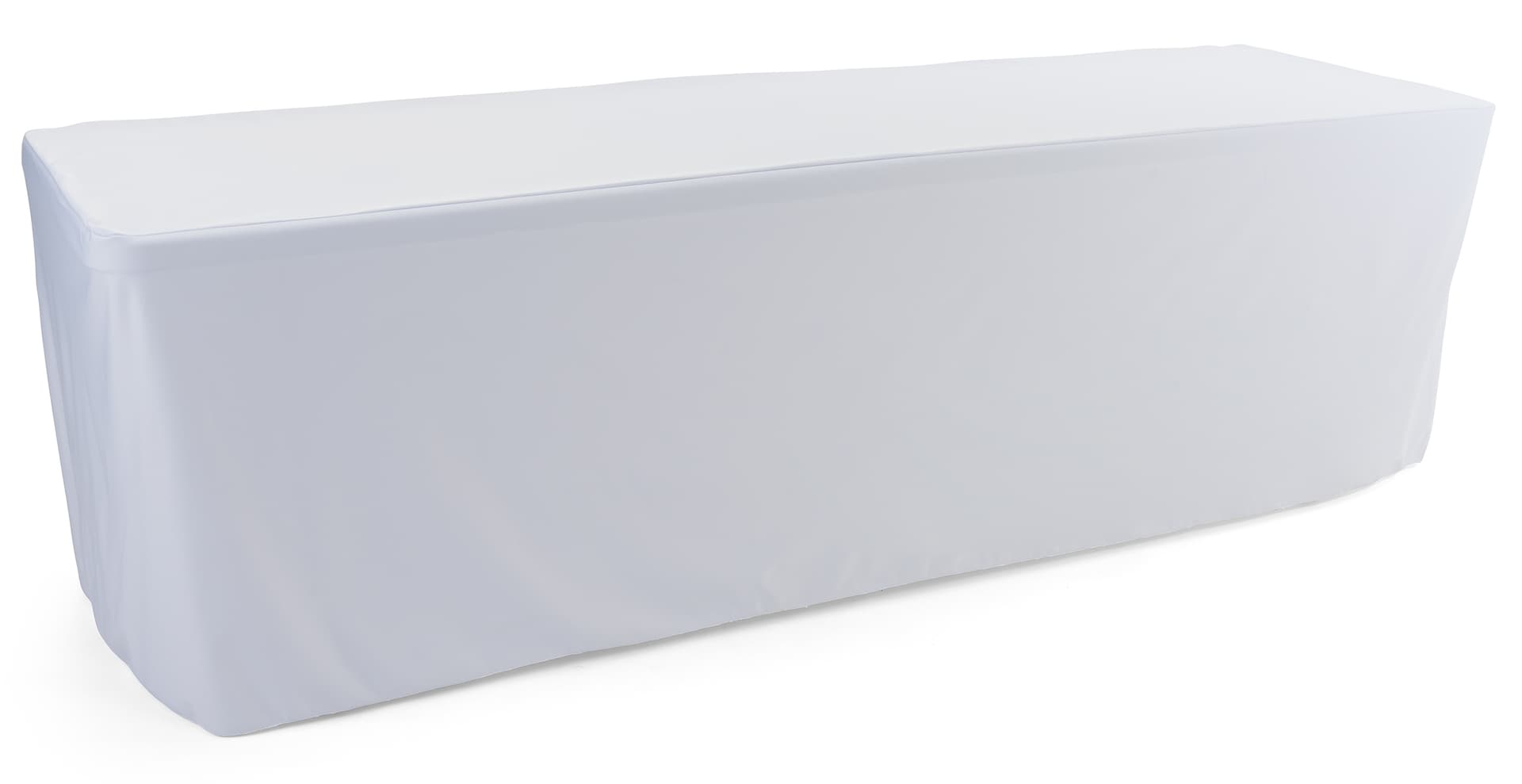 White trade show table throws with machine washable fabric 