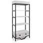 75"h Farmhouse Style Shelving Unit w/4 Shelves & Faux Drawer Accent - Whitewash