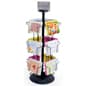 Counter Rotating Greeting Card Display w/ Sign Clip, 12 Horizontal Pockets - Black