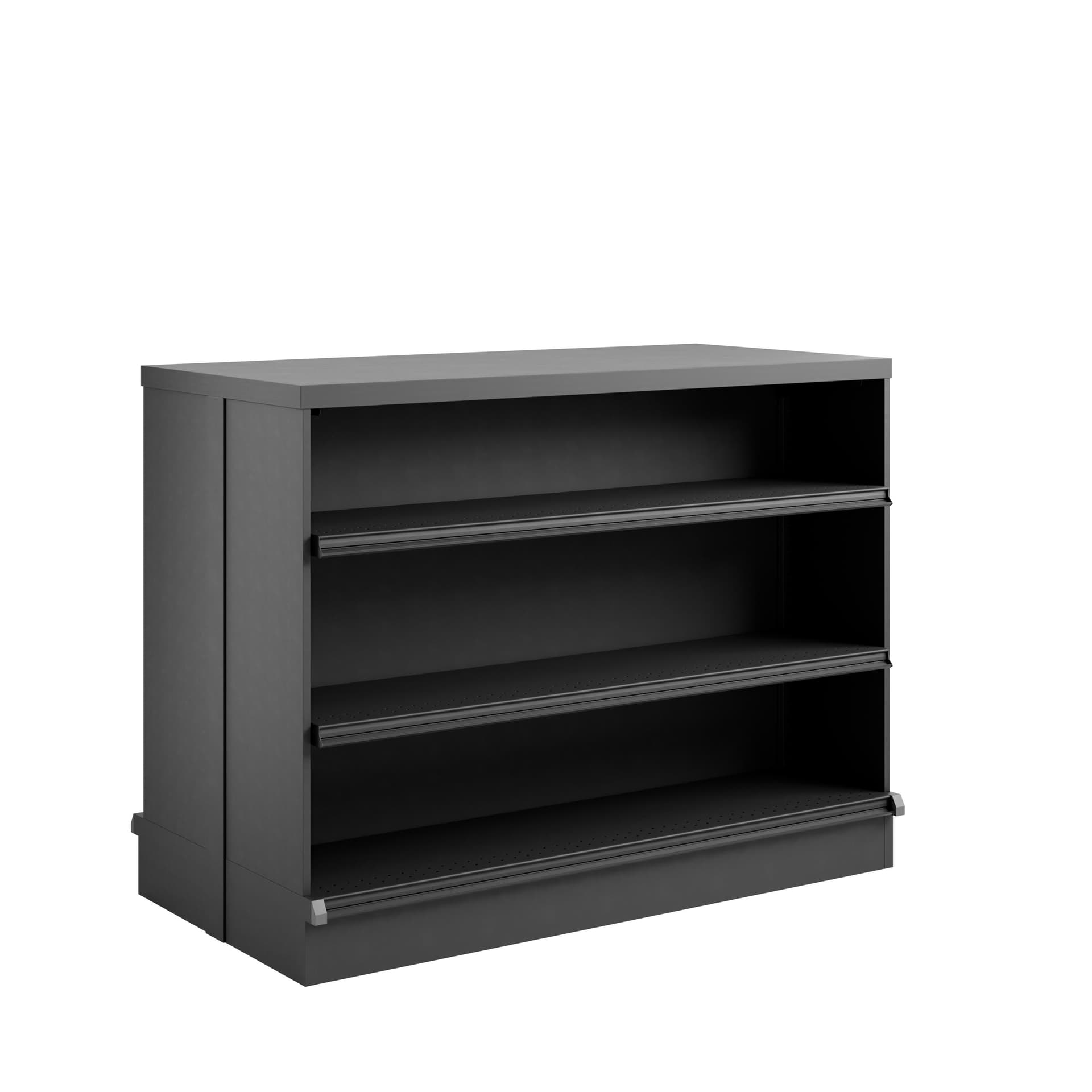 Retail cash wrap counter with a height of 36 inches and a width of 48 inches