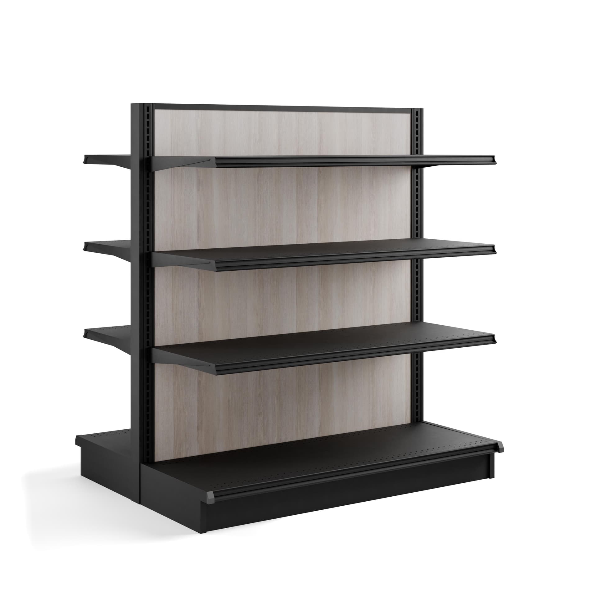 multi-tiered retail gondola shelving