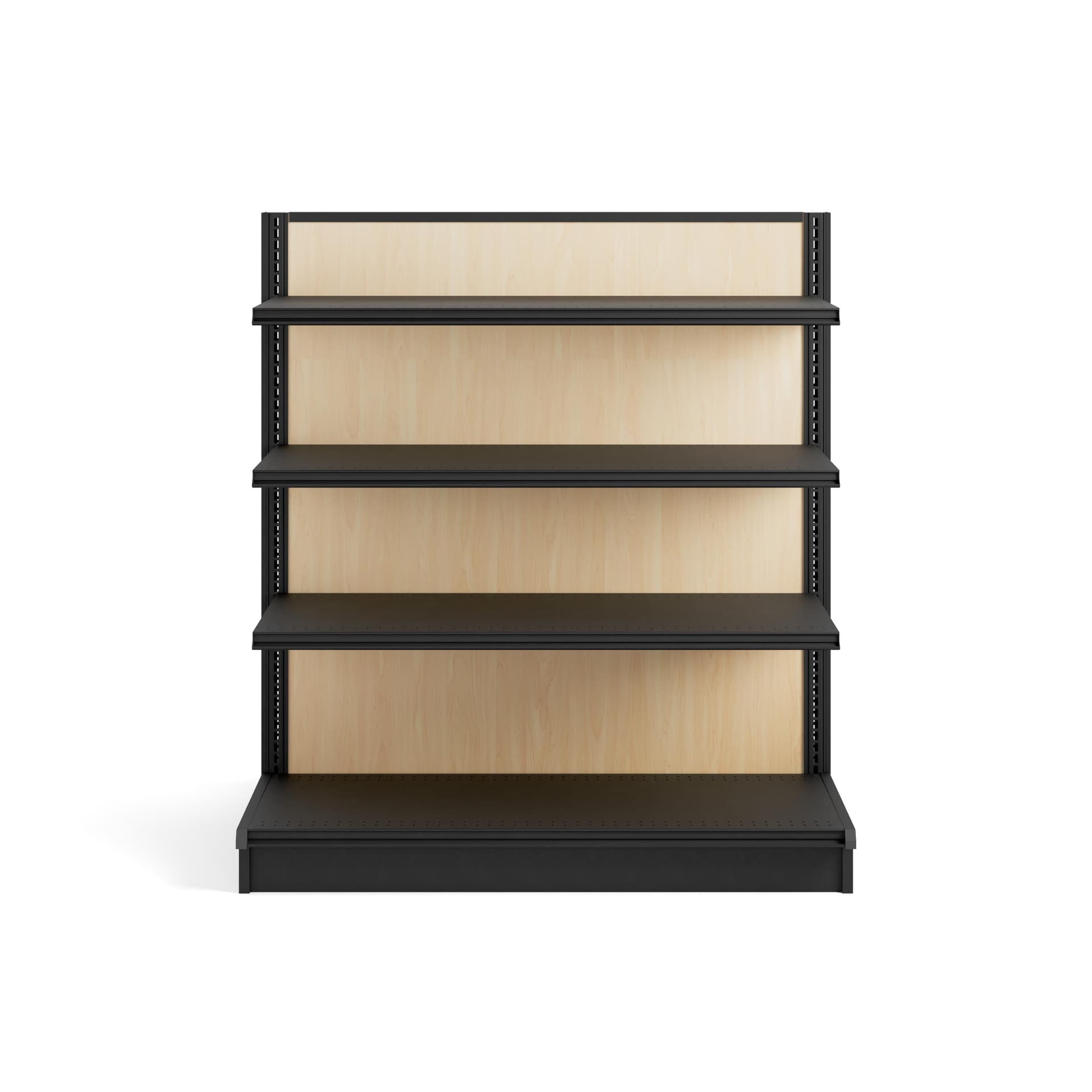 three tiered retail gondola shelving