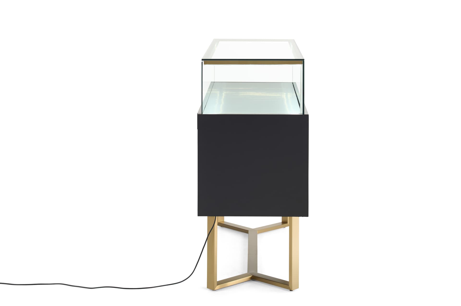 Retail glass display counter with sleek design