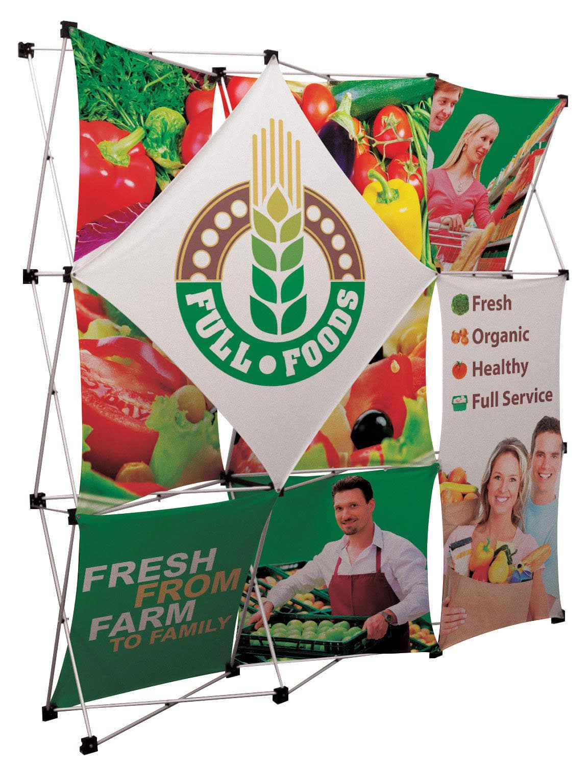 Fabric pop up with floor standing design