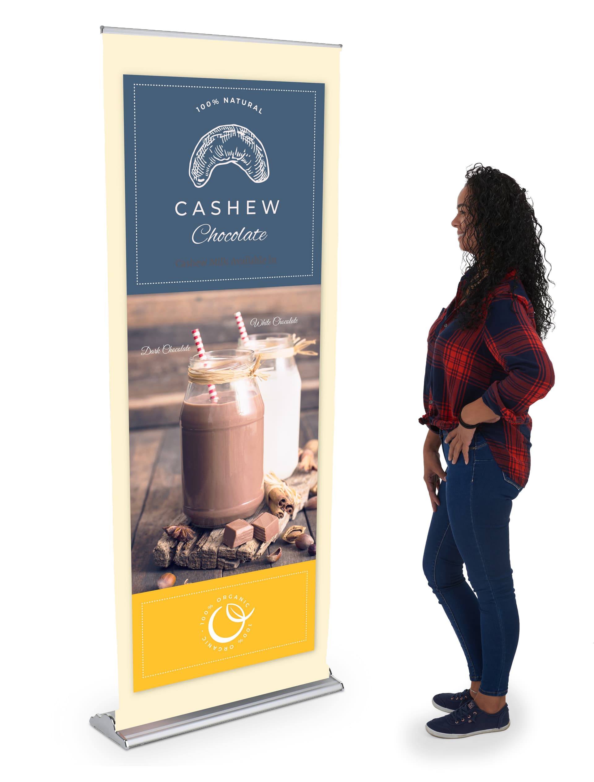 33" Retractable Vinyl Banner Stand with stable base