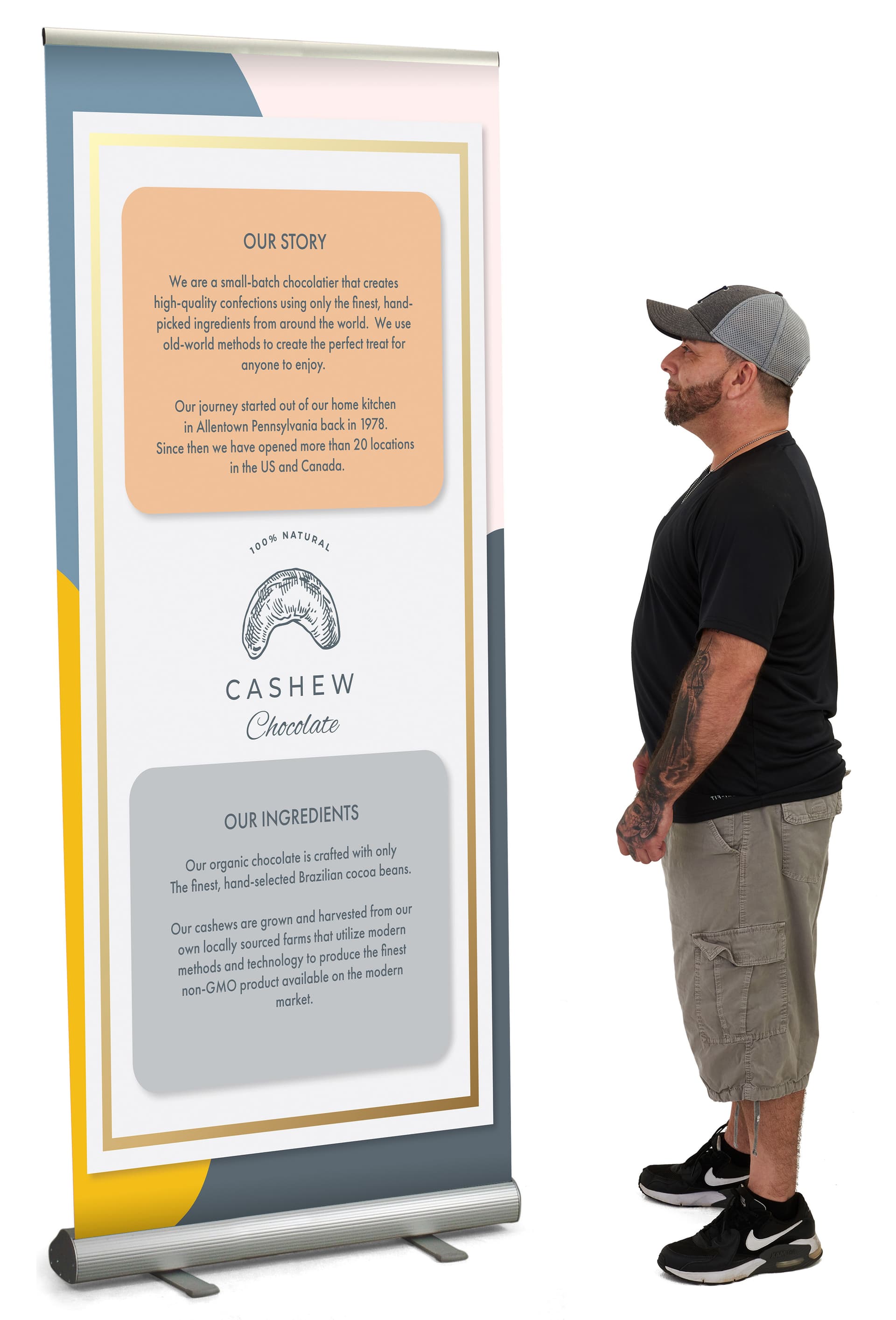 Retractable banner display with base