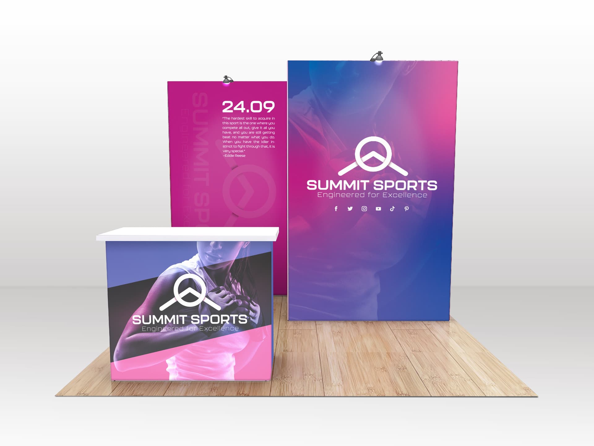 Modular exhibit booth with tool-free assembly