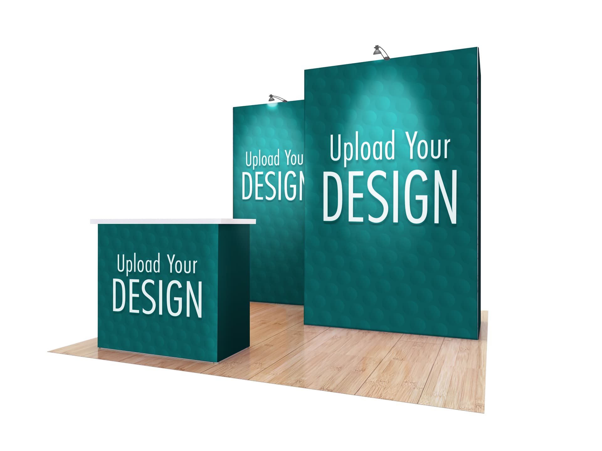 Modular exhibit booth with customizable graphics