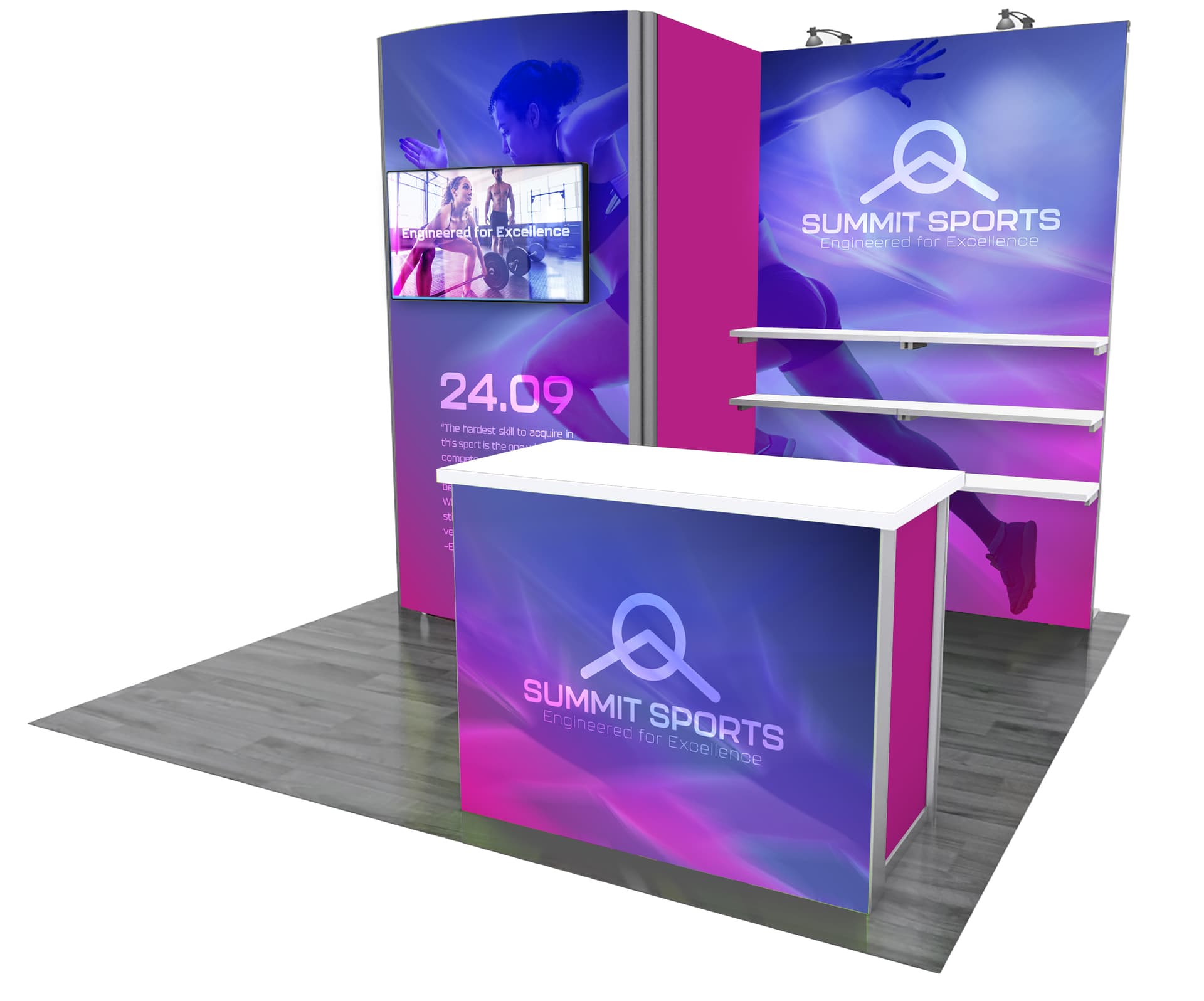 Modular exhibition system with led lights