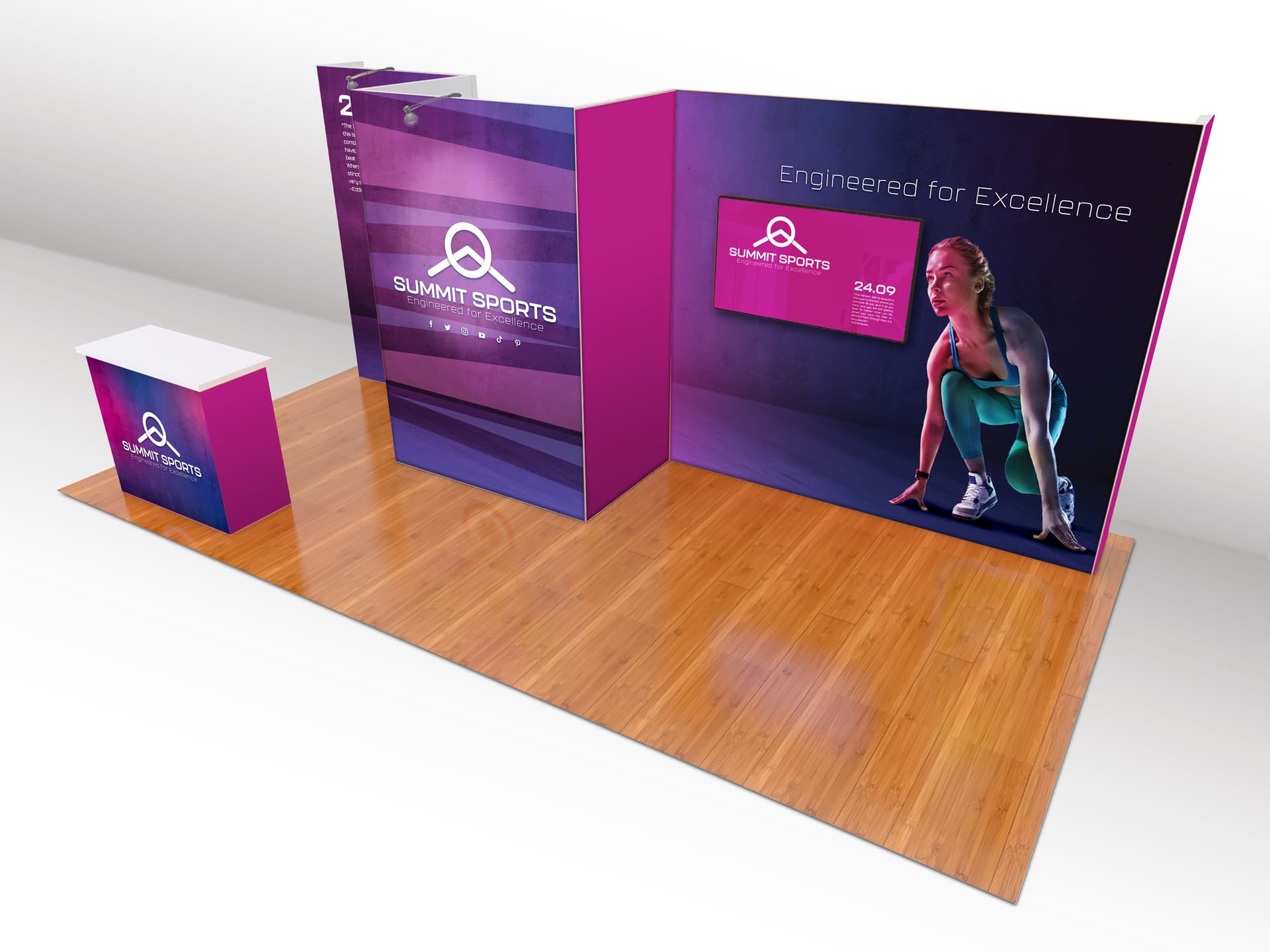 Modular exhibition stands with full size closet and door
