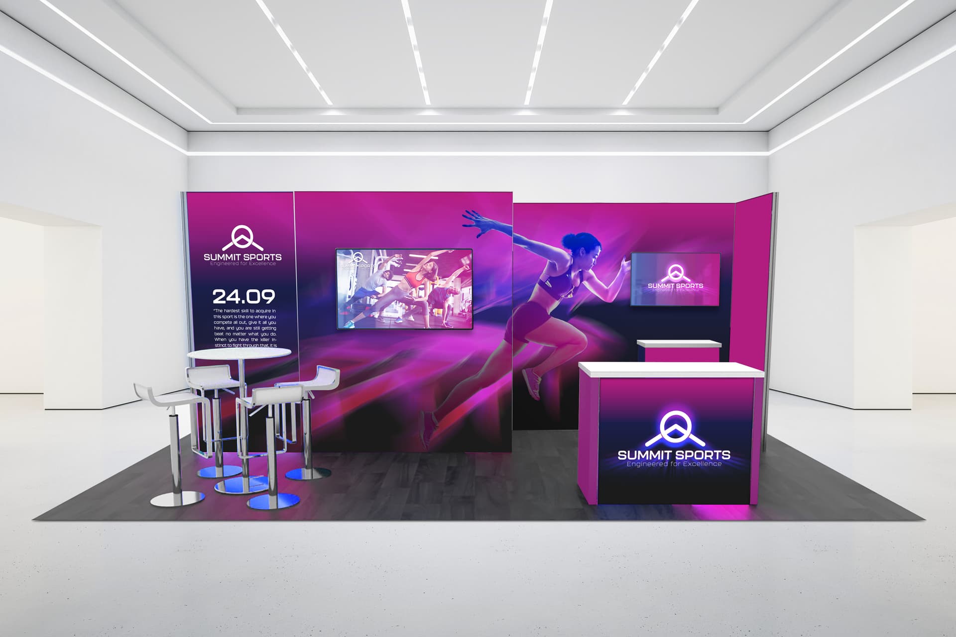 10x20 exhibit booth with work station