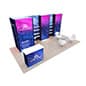 10x20 Modular Exhibit Booth w/ Counter, LED Lightboxes, Panels, and Custom Graphics