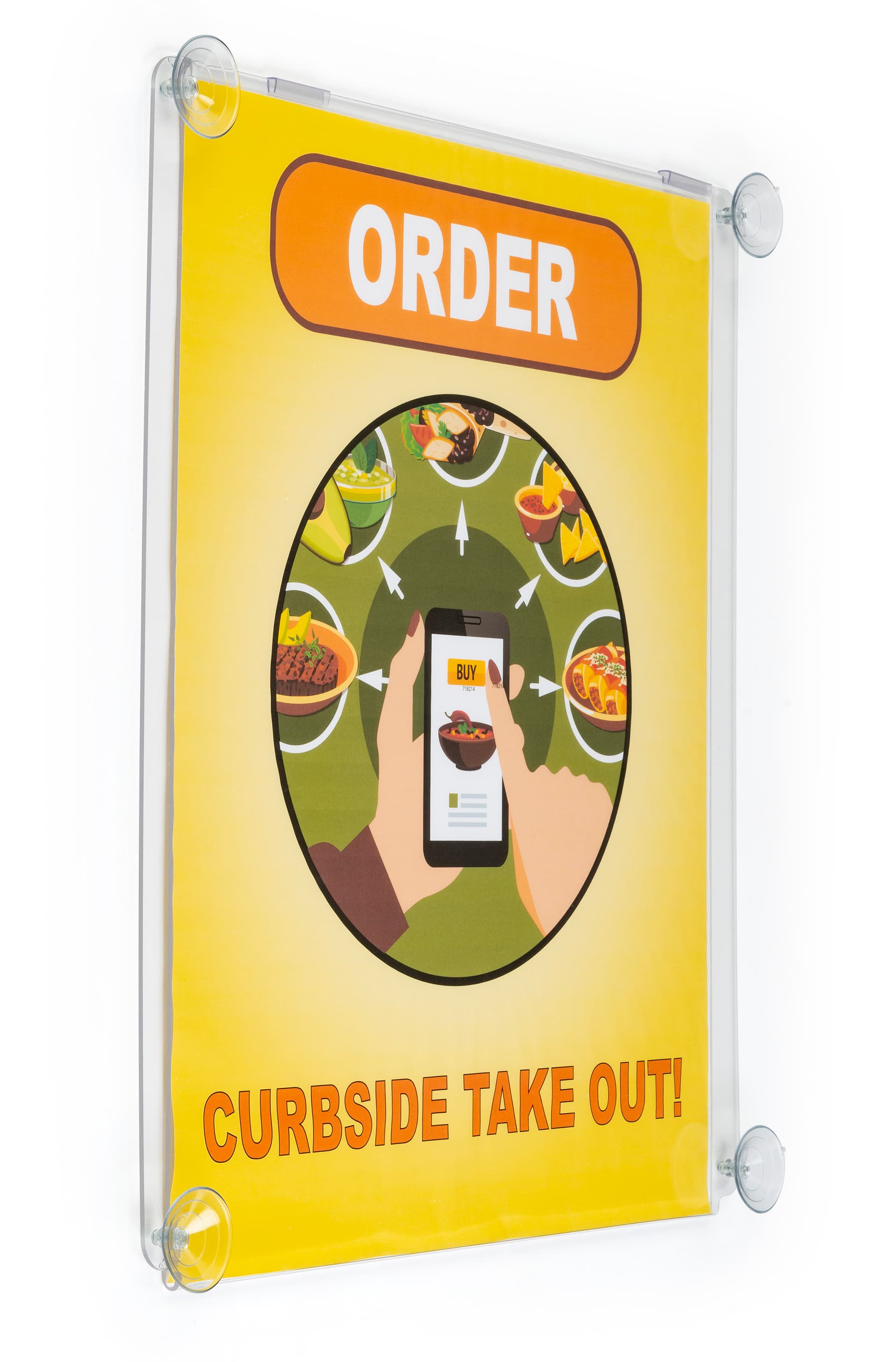 Window sign holder with clear suction cups