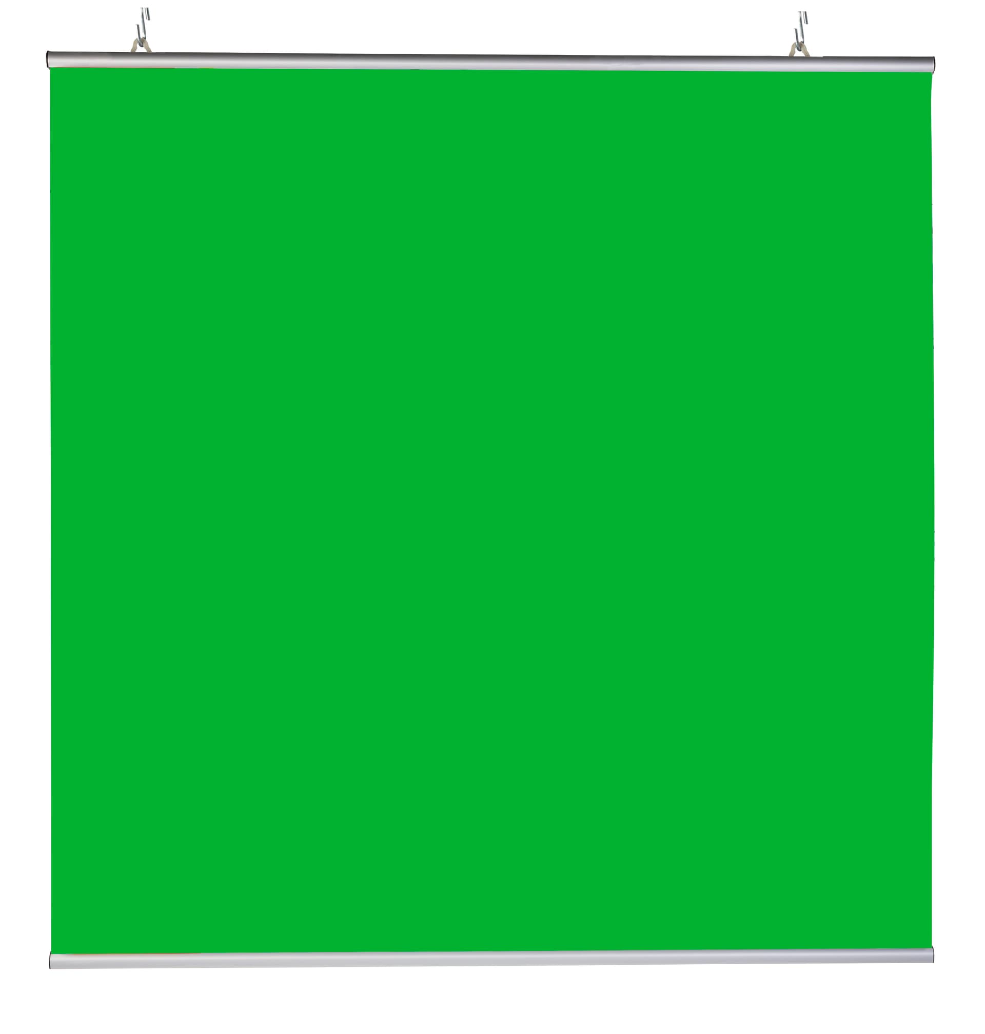 Hanging green screen backdrop with 2 aluminum snap rails included